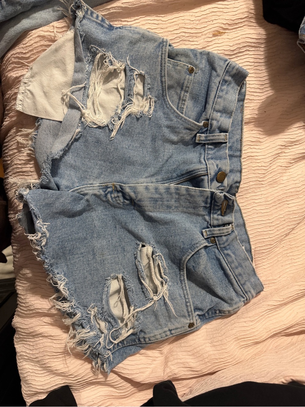 Wrangler Light Blue Distressed Denim Cutoff Shorts